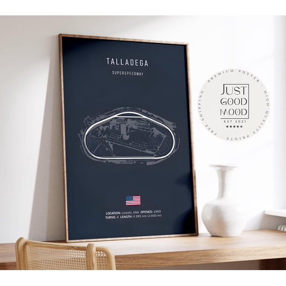 Poster Talladega Superspeedway · Nascar Racetrack Lincoln USA · Oval Racing Wall Art · Motorsport Gift · Print , Poster Print Only