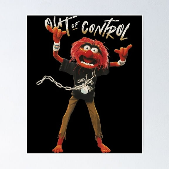Poster The Muppets Animal Out Of Control - No Framed, Vintage Wall Art, Trendy Retro Print, Positive Quote Poster, Room Decor, Wall Art, 12x18
