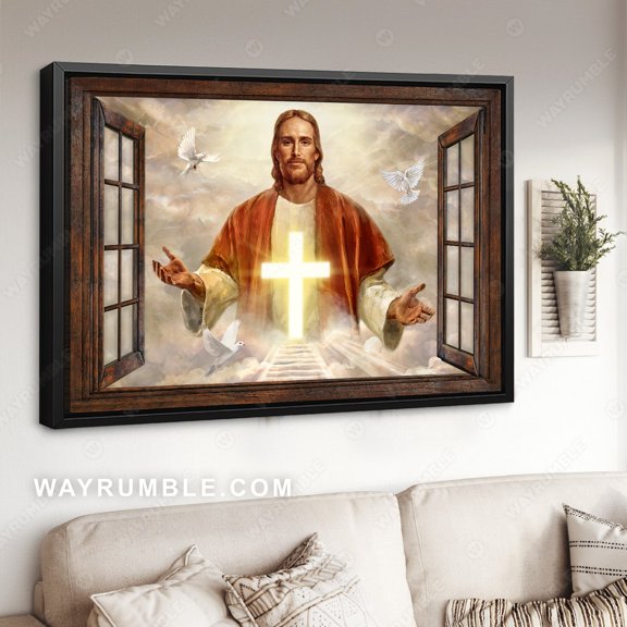 Poster The life of Jesus, Beautiful cross, Dove Come with me - Jesus Poster Prints, Christian Wall Art WINXIE DECOR - 8X12, UNFRAMED