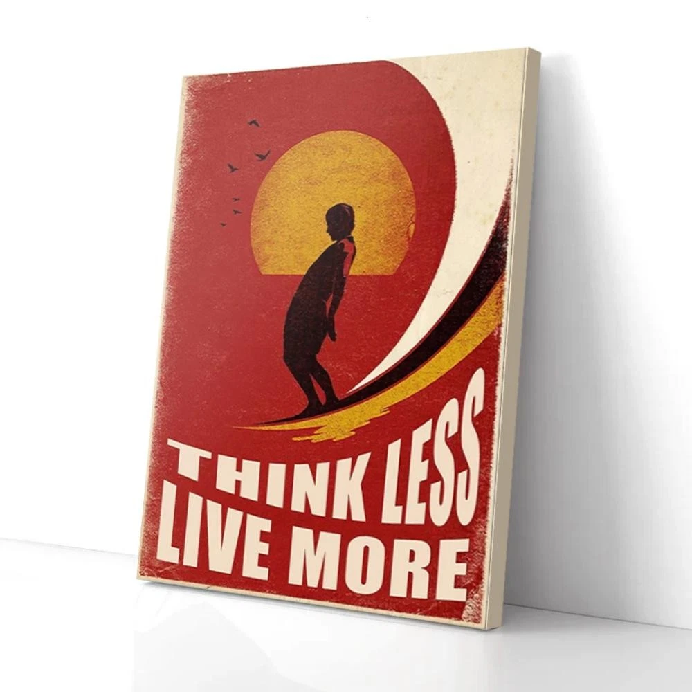 Poster Think Less Live More Surfing Red- UNFRAMED Poster Prints, Wall ...