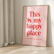 Poster This Is My Happy Place, Turquoise Neon Pink Red Black, Welcome, Entrance Area, Poster Only