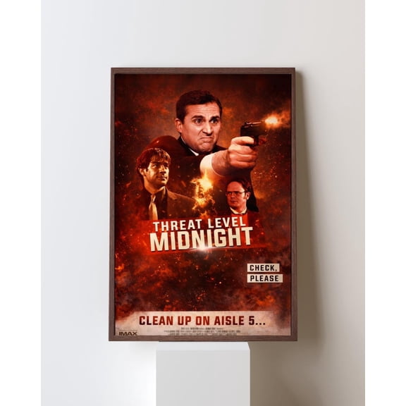 Poster Threat Level Midnight Movie Poster, The Office Tv Show Wall Art, Michael Scott Action Print, Funny Michael Scarn Gift, Dunder Mifflin Decor 24X36, UNFRAMED