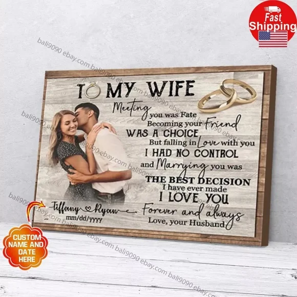 Poster To My Wife Photo Date Couple Rings Husband, Wall Art, Unframed Prints For Home Or Office, Perfect Gift For Everyone, 8x12