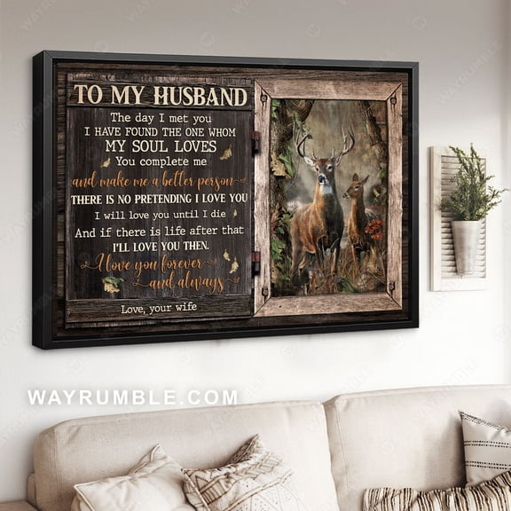 Poster To my husband, Deer couple, Forest poster, I will love you until I die - Couple Poster Prints, Wall Art WINXIE DECOR - 8X12, UNFRAMED