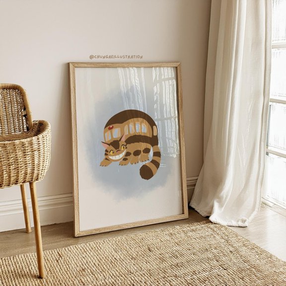 Poster Totoro Catbus Art Print | Studio Ghibli Anime Poster 8X12, UNFRAMED