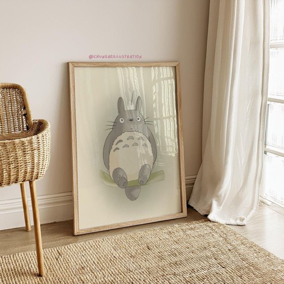 Poster Totoro Nursery Print | Studio Ghibli Anime Wall Art 8X12, UNFRAMED