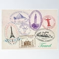 thumbnail image 1 of Poster Travel - Passport Stamps - No Framed, Vintage Wall Art, Trendy Retro Print, Positive Quote Poster, Room Decor, Wall Art, 8x12, 1 of 2