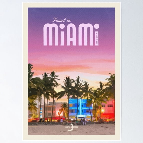 Poster Travel To Miami Wall Art, Unframed Prints For Home Or Office, Perfect Gift For Everyone, 24x36