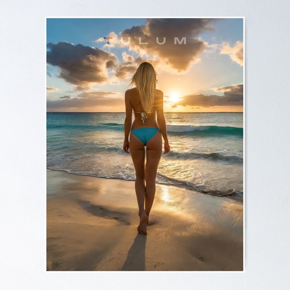 Poster Tulum: Dream Girl In Paradise - No Framed, Vintage Wall Art, Trendy Retro Print, Positive Quote Poster, Room Decor, Wall Art, 8x12