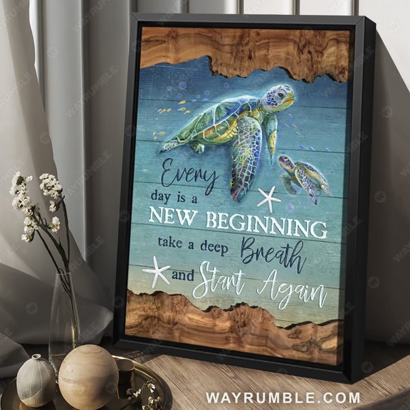 Poster Turtle poster, Under the ocean, Everyday is a new beginning - Jesus, Turtle Portrait Poster Prints, Wall Art WINXIE DECOR - 8X12, UNFRAMED