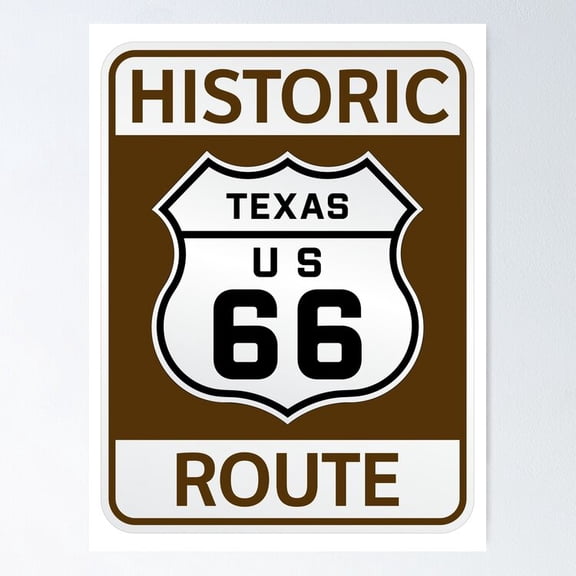 Poster U.S. Route 66 Historic Route - Texas - No Framed, Vintage Wall Art, Trendy Retro Print, Positive Quote Poster, Room Decor, Wall Art, 12x18