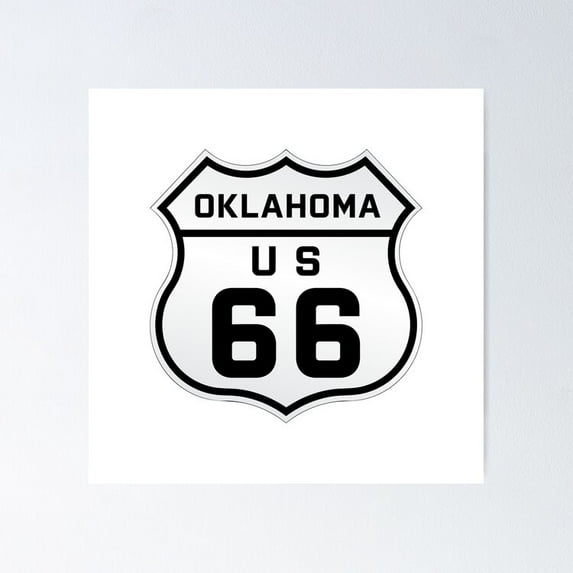Poster U.S. Route 66 - Oklahoma - No Framed, Vintage Wall Art, Trendy Retro Print, Positive Quote Poster, Room Decor, Wall Art, 8x12