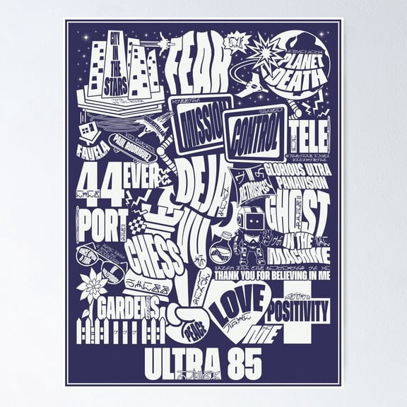 Poster Ultra 85 (Tracklist) - Logic - No Framed, Vintage Wall Art, Trendy Retro Print, Positive Quote Poster, Room Decor, Wall Art, 12x18