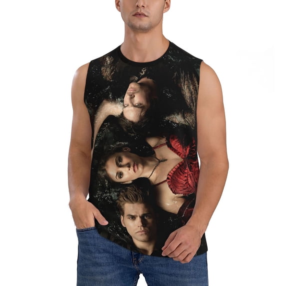 Poster Vampire Diaries Men's Tank Top Lightweight Summer Sleeveless Tee Shirt Muscle Tank Tops Workout T-Shirts Casual Athletic Undershirts