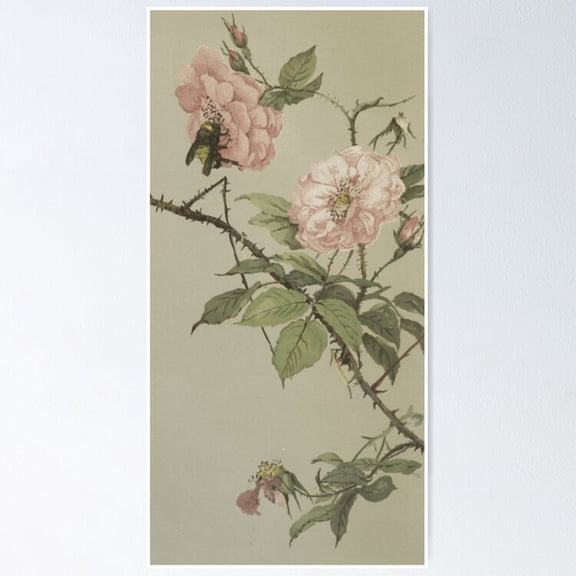 Poster Vintage Bee And Flower - No Framed, Vintage Wall Art, Trendy Retro Print, Positive Quote Poster, Room Decor, Wall Art, 12x18