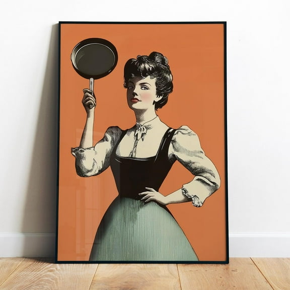 Poster Vintage Chef Art Print Funny Kitchen Wall Art Printable Housewife Art Kitchen Nook Decor Gift For A Cooking Friend Retro Feminist Art Print - No Framed, Vintage Wall Art, Hot Trend!, 8x12
