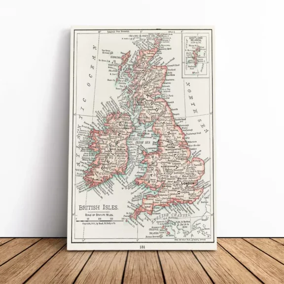 Poster Vintage Map Of The British Isles Vintage Picture, UNFRAMED PAPER POSTER