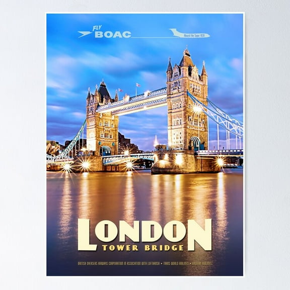 Poster Vintage-Style London Travel - No Framed, Vintage Wall Art, Trendy Retro Print, Positive Quote Poster, Room Decor, Wall Art, 12x18