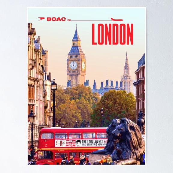 Poster Vintage-Style London Travel - No Framed, Vintage Wall Art, Trendy Retro Print, Positive Quote Poster, Room Decor, Wall Art, 24x36