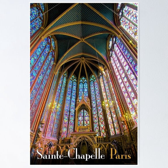 Poster Vintage-Style Sainte-Chapelle Travel - No Framed, Vintage Wall Art, Trendy Retro Print, Positive Quote Poster, Room Decor, Wall Art, 8x12