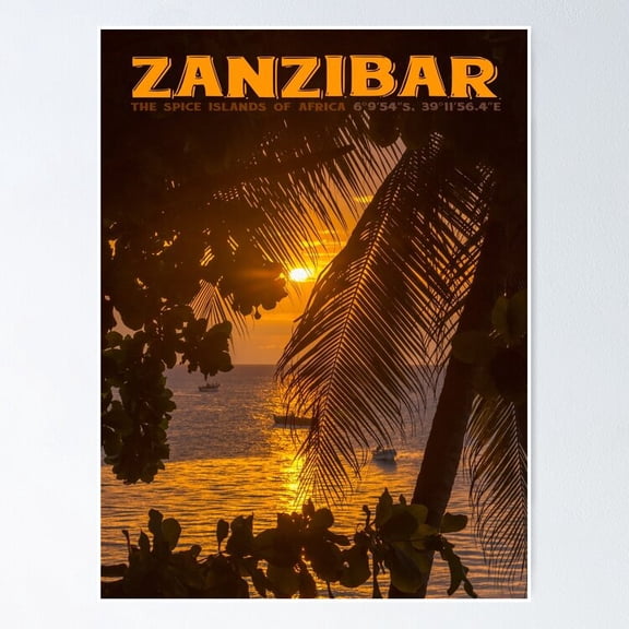 Poster Vintage Style Zanzibar Travel - No Framed, Vintage Wall Art, Trendy Retro Print, Positive Quote Poster, Room Decor, Wall Art, 8x12
