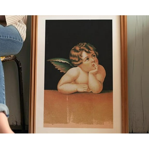 Poster Vintage Valentine Art Retro Valentines Cupid Angel Kitchen Holiday Home Decor Festive Kitchen Decor Gift For Her - No Framed, Room Decor, 24x36