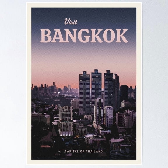 Poster Visit Bangkok Vintage Wall Art Trendy Retro Print Positive Quote Poster Room Decor Wall Art