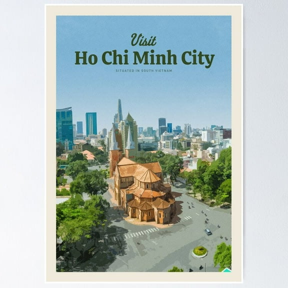 Poster Visit Ho Chi Minh City - No Framed, Vintage Wall Art, Trendy Retro Print, Positive Quote Poster, Room Decor, Wall Art, 24x36