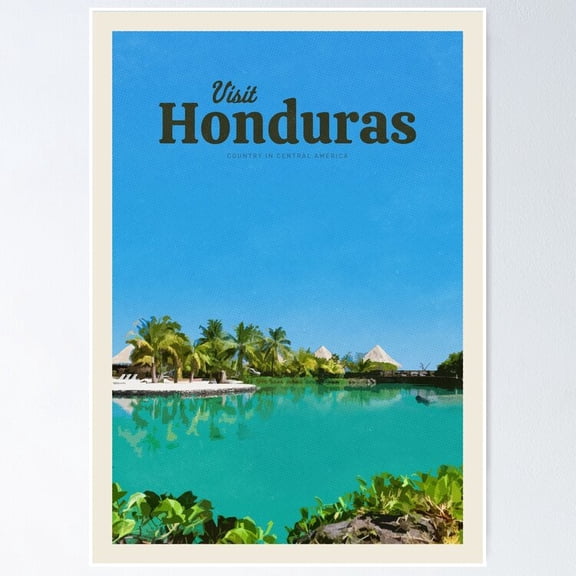 Poster Visit Honduras - No Framed, Vintage Wall Art, Trendy Retro Print, Positive Quote Poster, Room Decor, Wall Art, 12x18