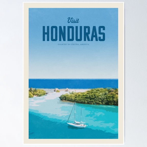 Poster Visit Honduras - No Framed, Vintage Wall Art, Trendy Retro Print, Positive Quote Poster, Room Decor, Wall Art, 24x36