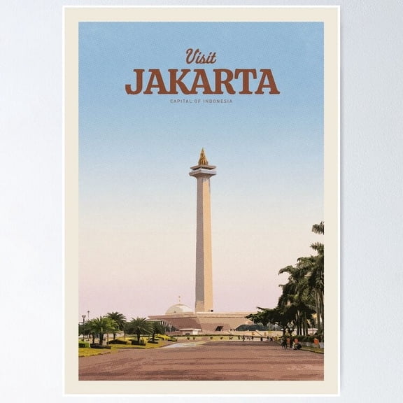 Poster Visit Jakarta - No Framed, Vintage Wall Art, Trendy Retro Print, Positive Quote Poster, Room Decor, Wall Art, 8x12