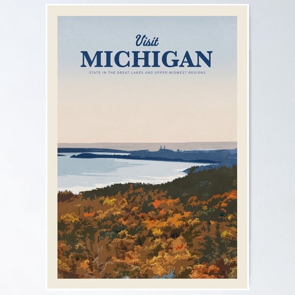 Poster Visit Michigan Wall Artunframed Prints For Home Or Office Perfect Gift For Everyone , Poster Only