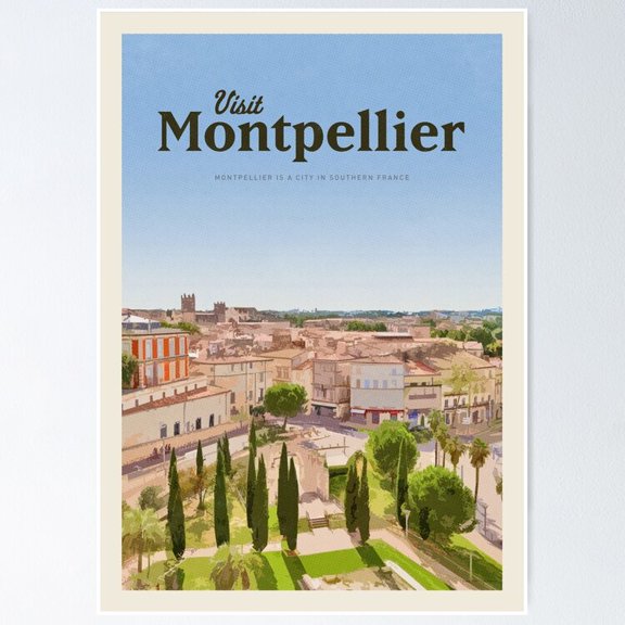 Poster Visit Montpellier Vintage Wall Arttrendy Retro Print Positive Quote Poster Room Decor Wall Art , Poster Print Only