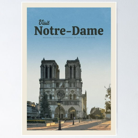 Poster Visit Notre-Dame Wall Art, Unframed Prints For Home Or Office, Perfect Gift For Everyone, 8x12