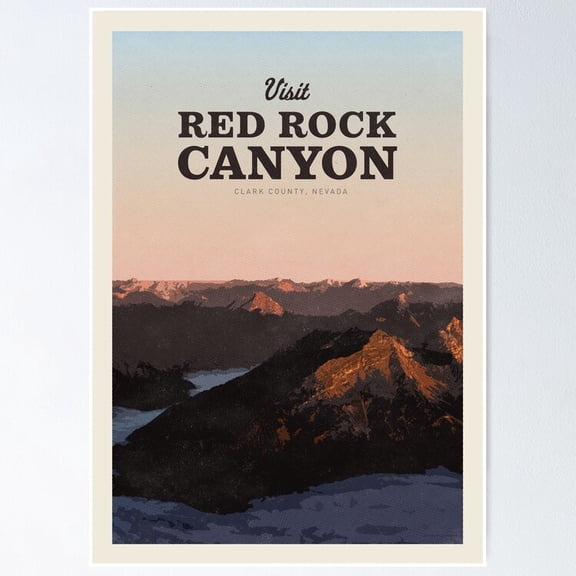 Poster Visit Red Rock Canyon - No Framed, Vintage Wall Art, Trendy Retro Print, Positive Quote Poster, Room Decor, Wall Art, 12x18