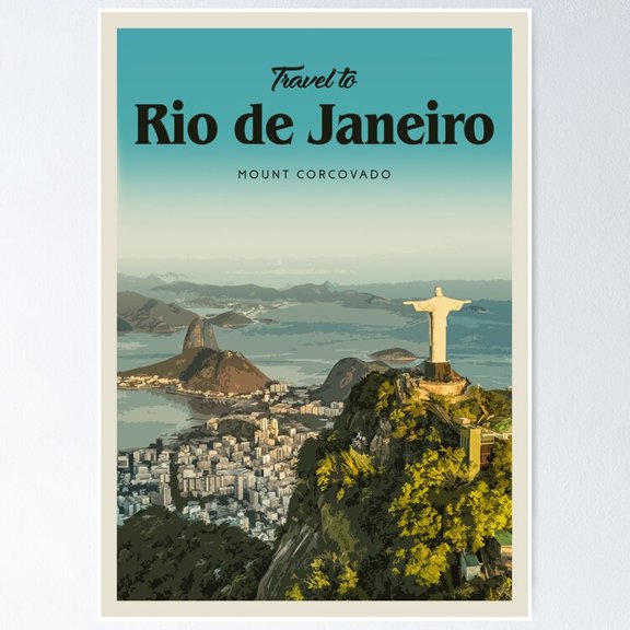 Poster Visit Rio - No Framed, Vintage Wall Art, Trendy Retro Print, Positive Quote Poster, Room Decor, Wall Art, Poster Only