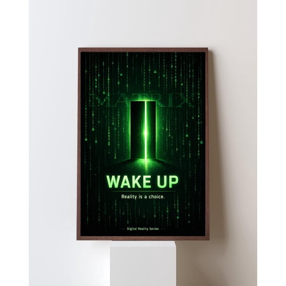 Poster Wake Up Matrix Inspired Poster | Cyberpunk Sci-Fi Wall Art | Minimal Digital Reality Movie Print 8X12, UNFRAMED