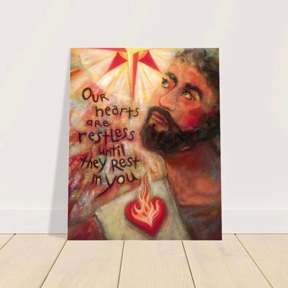 Poster Wall Art Print St Augustine Quote Our Hearts Are Restless Catholic Christian Home Decor Gift 11x14