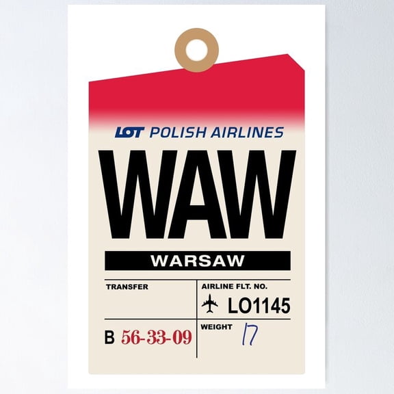 Poster Warsaw (Waw) Poland Airline Luggage Tag Vintage Wall Arttrendy Retro Print Positive Quote Poster Room Decor Wall Art, Poster Only
