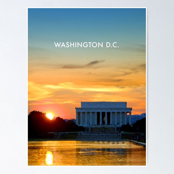 Poster Washington D.C. Modern Travel - No Framed, Vintage Wall Art, Trendy Retro Print, Positive Quote Poster, Room Decor, Wall Art, 12x18
