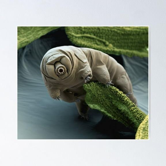 Poster Water Bear Or Tardigrade Under The Microscope - No Framed, Vintage Wall Art, Trendy Retro Print, Positive Quote Poster, Room Decor, Wall Art, 12x18