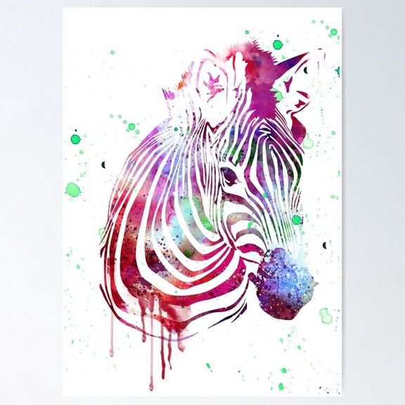 Poster Watercolor Zebra - No Framed, Vintage Wall Art, Trendy Retro Print, Positive Quote Poster, Room Decor, Wall Art, 12x18