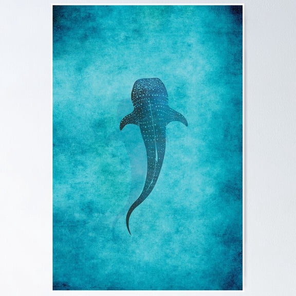 Poster Whale Shark Blue Ocean - No Framed, Vintage Wall Art, Trendy Retro Print, Positive Quote Poster, Room Decor, Wall Art, 24x36