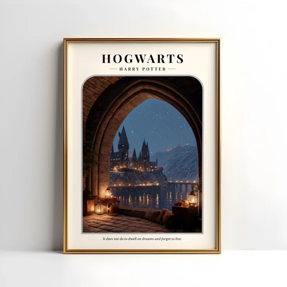 Poster Wizard School Poster – Magical Castle Wall Art, Enchanted Academy Print Decor 24X36, UNFRAMED