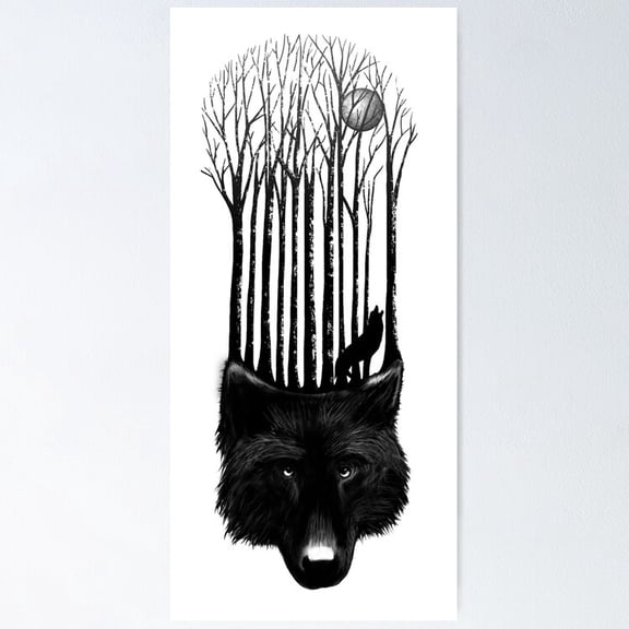 Poster Wolf Barcode Vintage Wall Arttrendy Retro Print Positive Quote Poster Room Decor Wall Art, Poster Only