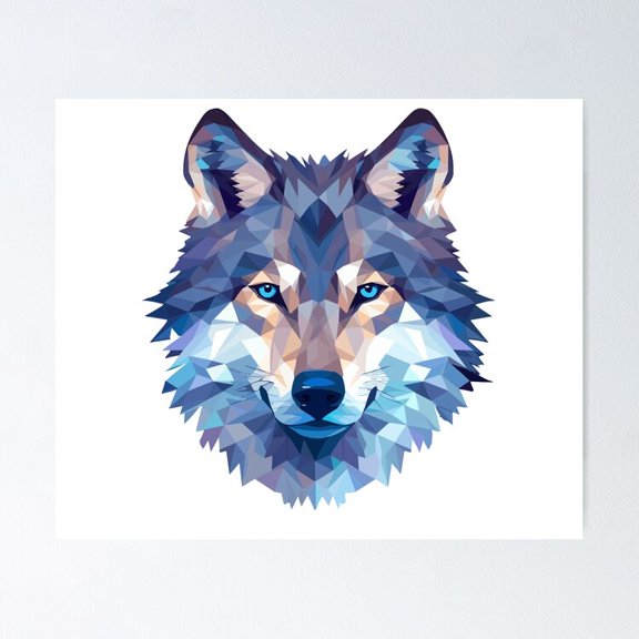 Poster Wolf'S Polygon - No Framed, Vintage Wall Art, Trendy Retro Print, Positive Quote Poster, Room Decor, Wall Art, 8x12