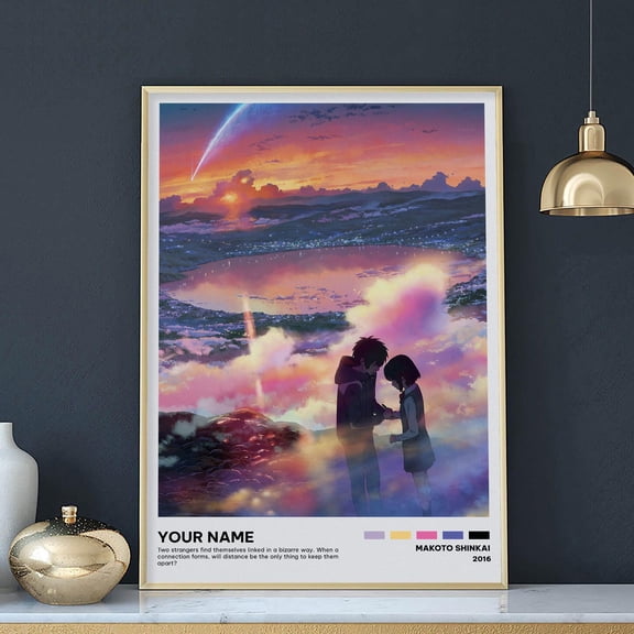 Poster Your Name Anime Movie Poster , Kimi No Na Wa Art Print For Fans, Makoto Shinkai Film Wall Art Decor, Romantic Couple Anime Gift 8X12, UNFRAMED