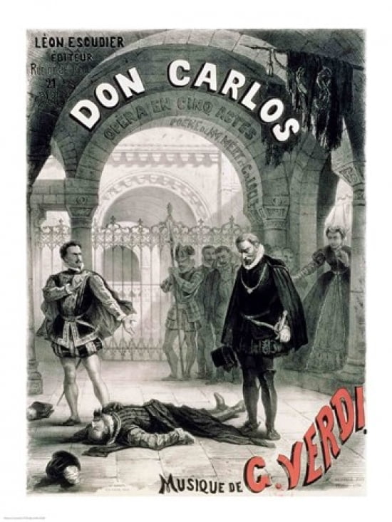 Poster advertising Don Carlos Canvas Art - Alphonse Marie De Neuville (24 x 36)