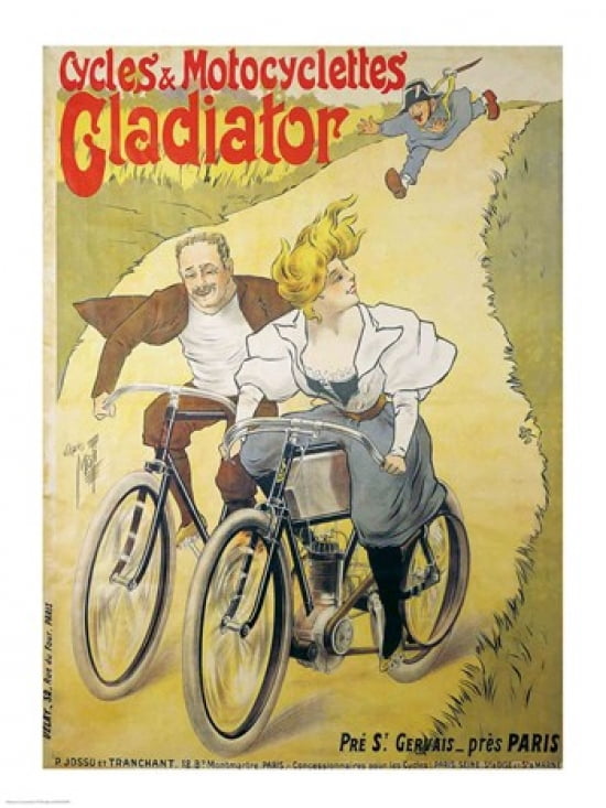 Poster advertising Gladiator bicycles and motorcycles Canvas Art - (18 x 24)