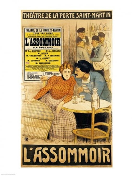 Poster advertising LAssommoir Canvas Art - Theophile-Alexandre Steinlen (24 x 36)